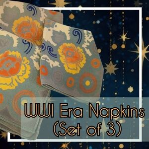 WWI Era Napkins set of 3.